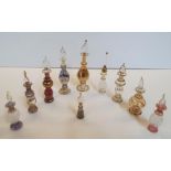 Collection of small decorative, hand-blown Egyptian glass perfume bottles (10)