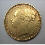 1886 Gold Sovereign, Queen Victoria, Young Head, St George back, Melbourne mint