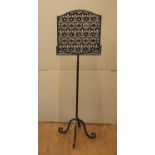 Pierced metal music stand, 104 cm high