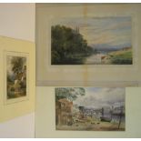 3 Victorian watercolours by differing artists, all unframed