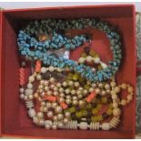 5 ladies vintage bead necklaces to include a good quality coral example and a Ciro pearl & coral