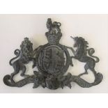 Rare Victorian, good quality, cast metal coat of arms, 29 cm