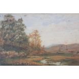 Cyril WARD (1863-1935) watercolour "Autumnal marshland", signed, original mount and frame (a/f),