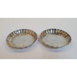 Pair of small English silver pin dishes