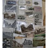 12 British resort souvenir booklets & approx 150 20thC postcards & approx 40 small cigarette cards