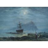 Circle of Bernard Finegan GRIBBLE (1873-1962) "Moonlit coastal scene", bears signature, framed, 33 x