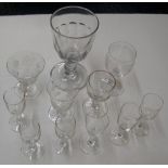 11 various Victorian glassware including 3 etched examples