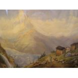 Unsigned, late Victorian watercolour "View of the Matterhorn", framed, 42 x 57 cm