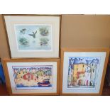3 limited edition prints to include 2 wood framed Elaine Cooper (limited to 50) and another of ducks