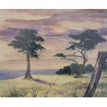 USA exhibition label verso - Martin W Alley watercolour "Extensive landscape scene", San Francisco