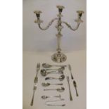 Good quality silver plated candelabra & a small quantity of silver plated cutlery