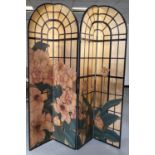 Large 4-part Art Nouveau folding screen by Fournier Decoration, Paris, circa 1970s, purchased at