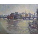 Joan Oxland (Wales 1920?2009) 1975 oil on board, "Le Pont Neuf, Paris", signed & dated,