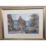 Thomas William MORLEY (1859-1925) watercolour, Pont du Rodaine, Bruges, signed and inscribed in