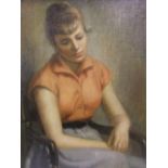 Margaret Russell 1953 oil on canvas, "Portrait of a young society lady", signed and dated, plain