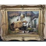 Huge, George SMITH (1870-1934) loading the haycart, oil in stunning original frame, signed, 72 x