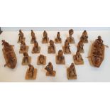 Collection of 20 Nigerian 1970s thorn-wood figure carvings (20)