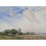 Charles HARRINGTON (1865-1943) impressionist watercolour "Panoramic summer landscape", signed,