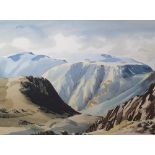 A.R. Johnson 1960s watercolour ""The north western fells, Cumberland", signed, wood frame and