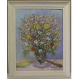 Large, H Carl, 1970s post-impressionist oil "Vase of flowers"