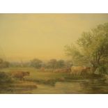 William Henry PIGOTT (1835-1901) 1894 watercolour, Evening in Haddon Meadows, signed, modern thin