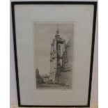 Samuel CHAMBERLAIN (1895-1975), pencil signed, limited edition etching (20/100) "Sunlit tower of