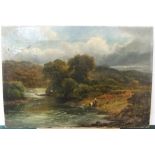 H J Reed, Victorian oil on canvas "On the Trent", signed and inscribed verso, framed, 30 x 46 cm