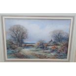 Alexander Molyneux STANNARD (1885-1975) watercolour "Figure passing a country cottage", signed,