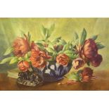 P Granet 1916 watercolour "A bowl of roses" in original gilt coloured frame, signed & dated, 35 x 52