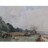 Mark William FISHER (1841-1923) watercolour "Country landscape with cattle", signed, original