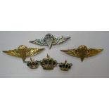 6 British army cap badges including 3 parachute regiment examples