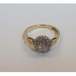 18ct yellow gold, circular diamond ring, Total gross weight is 3.8 grams, ring size is 3.8 grams