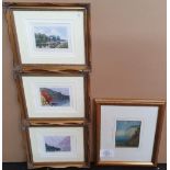 3 small , Edwardian watercolours, all in matching frames by A Penley and a small unsigned 19thC