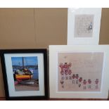 2 Diana Williams, pencil signed limited edition prints and a photo of an estuary scene, The Diana