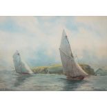 Philip OSMENT (1861-1947) watercolour "Sailing off Puffin Island, Anglesey", signed, plain double