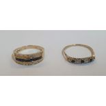 2 9ct yellow gold and Sapphire rings (2), The first is imported Sapphire & diamond ring the other