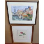 2 framed old watercolours, 1 of Helmsley, North Yorkshire, the other an Edwardian watercolour of a
