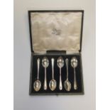 Cased set of old English silver teaspoons
