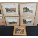 5 framed Cyril WARD (1863-1935) landscape watercolours, all in original frames, All are 25 x 35 cm