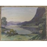 Robin WALLACE (1897-1952) oil on board, "Morning, Rydal water & Nab Scar", signed, unframed, 26 x 38