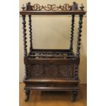 Fine quality Victorian portable ornate wooden topped and magazine rack. 105 cm high