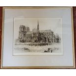 Fred Arthur FARRELL (1882-1935) signed etching "Notre Dame Cathedral, Paris" signed in pencil, 28