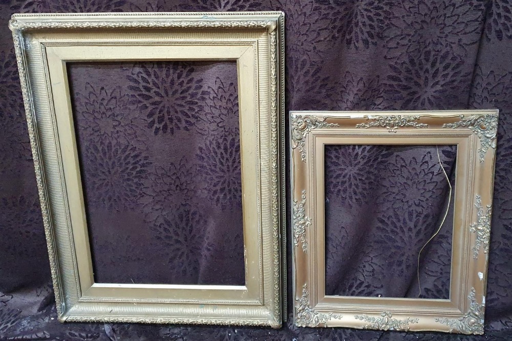 6 various small, medium and large ornate gilt and gesso frames, some losses. Internal measurements -