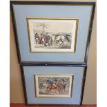 Pair of 19thC hunting prints in fine, antique matching frames, Both measures approx 19 x 26 cm