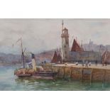Frank ROUSSE (act.1894-1917) watercolour, "Harbour scene", signed, framed and glazed, 23 x 33 cm