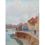 James Alfred AITKEN (1846-1897) 1876 watercolour "Harbour front, Whitby", signed, label verso,