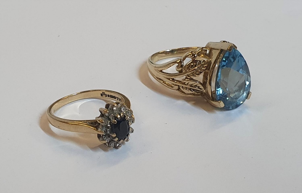 Stunning 9ct yellow gold with large, pear cut Topaz (15mm x 10mm) 5.6 grams ring together with a 9ct - Image 2 of 2