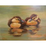 Provenanced, Lilian Regan (Ireland 20/21stC) oil on board, "2 Ducklings on the water", signed,