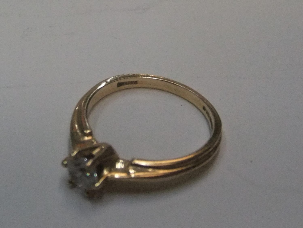 14ct yellow gold, solitaire diamond ring (approx 3/8ct) approx 2.5 grams gross, size M - Image 3 of 3