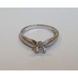 18ct white gold solitaire diamond ring (0.2ct), Total gross weight is 3.1 grams, Ring size is I